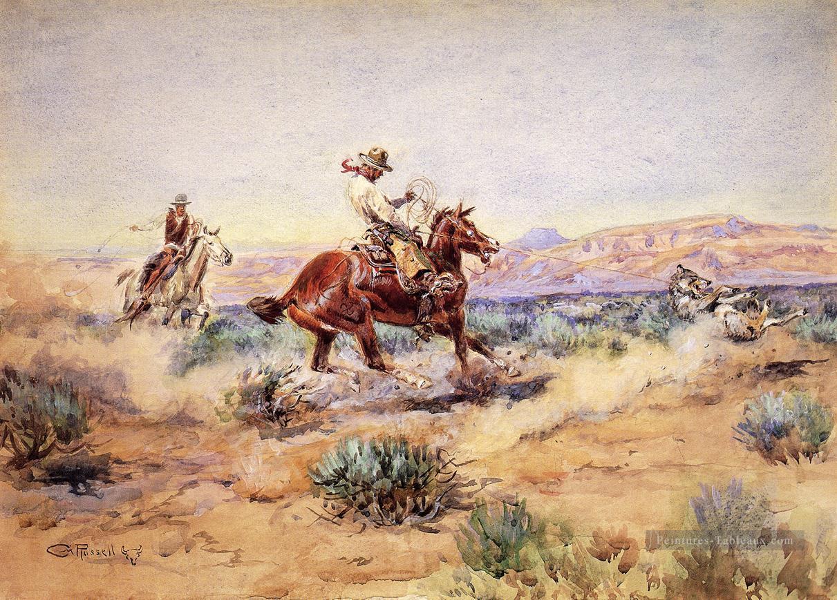 Au loup un art loup occidental Amérindien Charles Marion Russell Peintures à l'huile